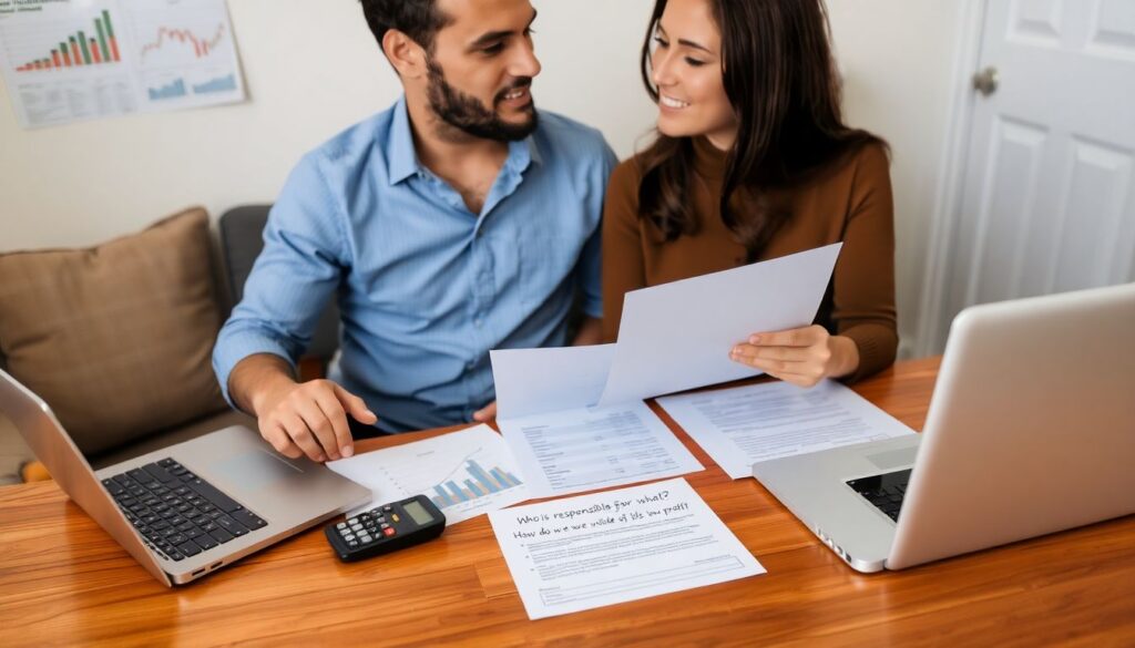 Финансовое планирование для пар с совместным блогом или бизнесом: советы и стратегии Финансовое планирование для пар, которые ведут совместный блог или бизнес - иллюстрация